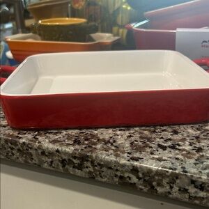 Sharper Image Red and White Baking Dish
